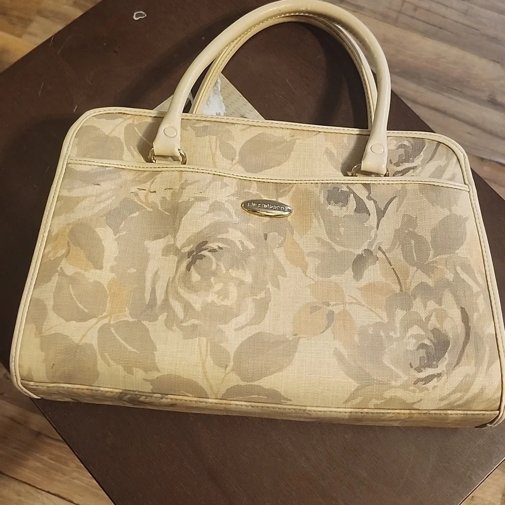 Liz Claiborne Elegant Floral Beige Handbag